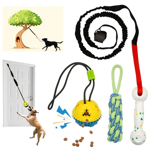 GDuolaPaws Dog Door Bungee Tug Toy 4 Pieces 15-45lbs Small Medium Dogs