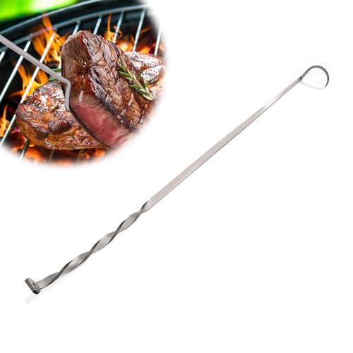 Fleischhakenwender, Fleischwenderhaken mit Gummischutzkappe Edelstahl Fleischhaken zum Grillen Schweineschwanz Fleischwender Fleischwenderhaken zum Grillen und Räuchern von Grillplatten