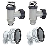 Wauebuly 1.25' to 1.5' Type B Hose Adapters and (25010 10747) Plunger Valve Hose Connector Replacement for Above Ground Pool Setup and Pool Sand Filter Pump (Set of 2)