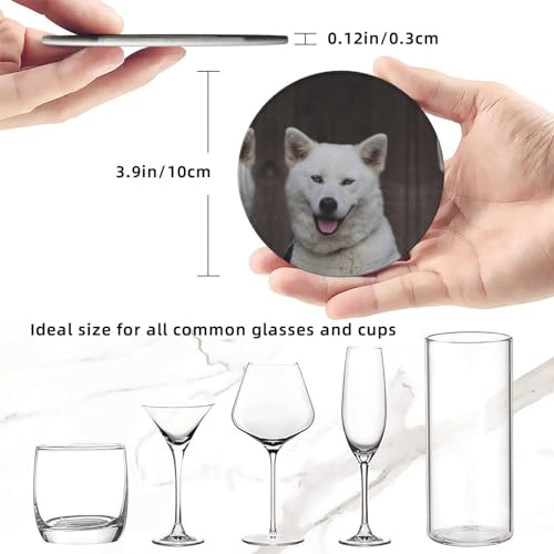 Blue Eyed White Dog Untersetzer-Set für Getränke, hitzebeständig, wasserdicht, mit elegantem Druck-Design, mit Aufbewahrungsbox (Zuhause, Büro, Bar-Zubehör), 6 Stück