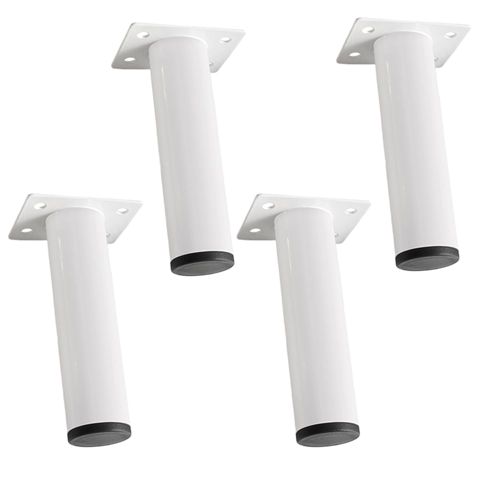 Globellapro 4PCS Round Furniture Feet 30x80mm Cold Rolled Steel Furniture Legs Replacement Support Feet with Screws for Sofa Table Cabinet, White