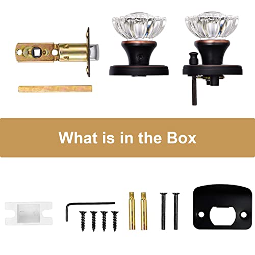 Shiny Handles Glass Door Knobs Interior With Lock, Crystal Privacy Door Knob For Bedroom And Bathroom, Interior Door Knobs Oil Rubbed Bronze (1 Pack) #TOP4