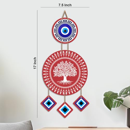 Image of Artvibes Tree of Life Evil Eye Wall Hanging for Home Entrance Decor | Nazar Battu Protection Hanging for Living Room Bedroom Office | Vastu Positive Energy MDF Decorative Gift (WH 85122N)
