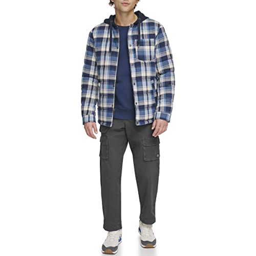 Image of Levi's mens Plaid Sherpa Lined Hooded Shirt Jacket (Regular & Big & Tall Sizes)