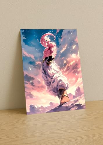 Image of NIJUKA Anime Printed A4 Size Metal sheet Poster For Home And Room Decoration | For Anime Art Fans Boys And Girls (Kid Buu Destroyer of erath)