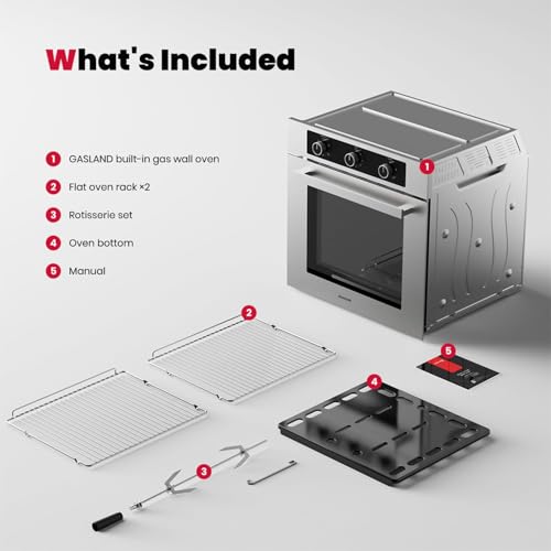 Image of GASLAND 24 Gas Wall Oven,Bake Broil, Rotisserie Functions, Convection Fan