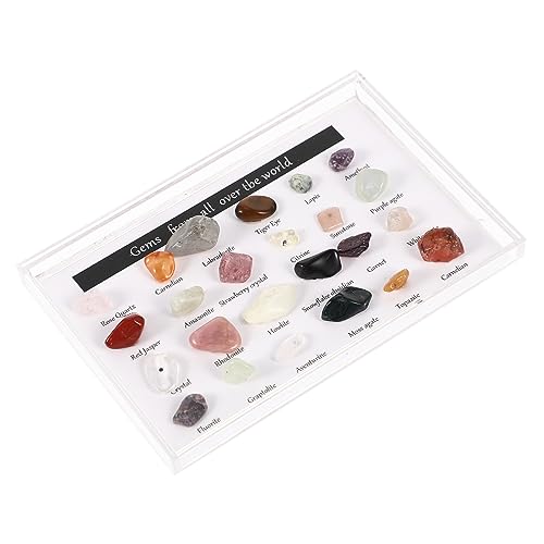 IWOWHERO 24pcs Natural Stone Specimens Set Crystals Polished Stones Decor for Home