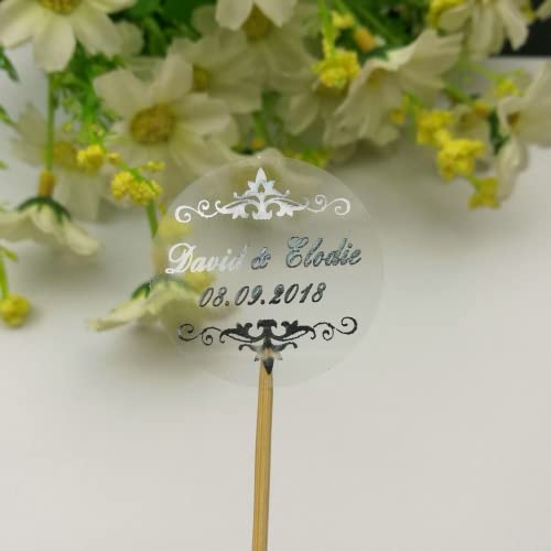 Autocollants transparents personnalisables mariage avec nom date pour faire-part et invitation