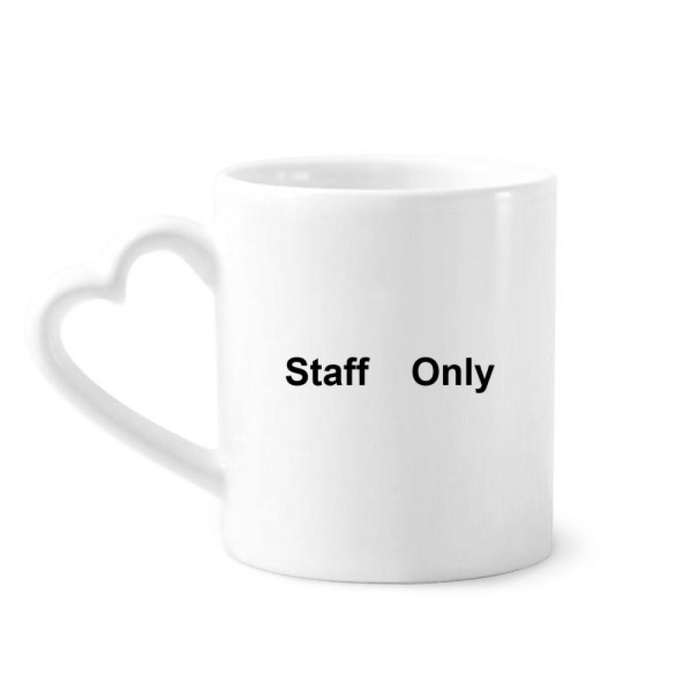 DIYthinker Staff Only Black Symbol Pattern Coffee Mugs Pottery Ceramic Cup With Heart Handle 12oz Gift