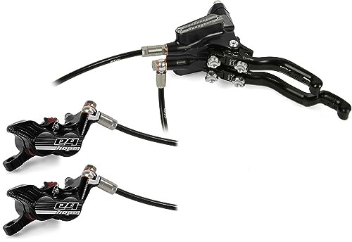 Hope Tech 3 E4 Duo Disc Brake and Lever - Left Hand, Front and Rear, Hydraulic, Post Mount, Black