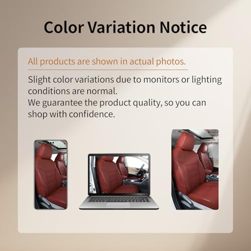 Image of EKR Custom Fit Tacoma Front Car Seat Covers for Toyota Tacoma (Petrol & Hybrid) 2024 2025 2026 Double cab SR /SR5 /TRD Sport /TRD Off-Road /Limited - Front Row Only,Faux Leather(Burgundy)