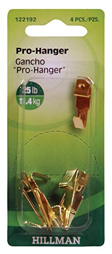Image of Hillman 122192 Pro-Hanger Picture Hangers, Brass Plated, 25-Lb. Load, 4-Pk. - Quantity 10