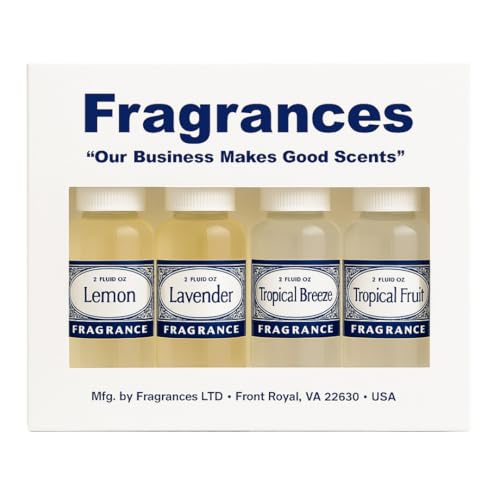 Rainbow, RainMate, Sirena, Hyla Compatible Vacuum Fragrances – Assorted Fragrance 4-Pack For Water-Based Vacuums (Tropical Escape - Lemon, Lavender, Topical Breeze, Tropical Fruit)