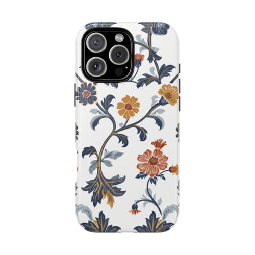 Coque résistante iPhone 16 Pro Max motif floral rétro brillant antichoc