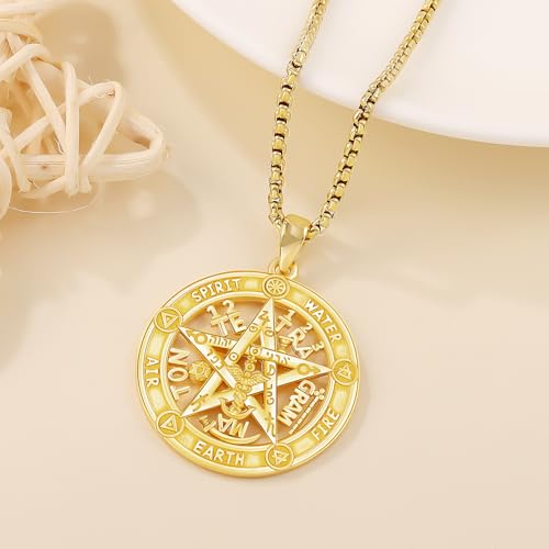 Aniu Tetragrammaton/Pentagram/Triple Moon Goddess Necklace for Men Women 925 Sterling Silver Witch Knot Pentacle Pendant Pagan Wiccan Amulet Energy Gifts Jewelry4