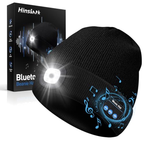 Christmas Stocking Stuffers Gifts for Men, LED Bluetooth Beanie Hat