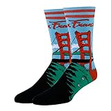 ooohyeah Men’s Novelty City Collection Crew Socks, Crazy Funny Cotton Dress Socks Gift - San Francisco, Shoe Size 8-13