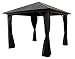 Produktbild Garten Pavillon NOVARA 3x3 Meter, Alugestell schwarz, Dach aus verzinktem Trapezblech/Metall, schwarz, mit Seitenteilen dunkelgrau