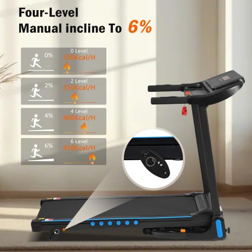 Image of 3.0 HP Incline Treadmill for Home Use - 350 lbs Capacity, Bluetooth, Hydraulic Folding, 10MPH, 4-Level Incline, Quiet Performance, Compact Storage