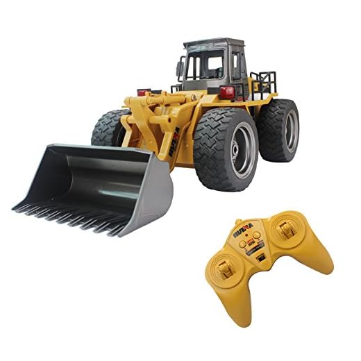 Fistone RC Truck Alloy Shovel Loader Tractor 2.4G Radio Control 4 Wheel Bulldozer 4WD Front Loader Construction Vehicle Electronic Toys Game Hobby Model with Light and Sounds