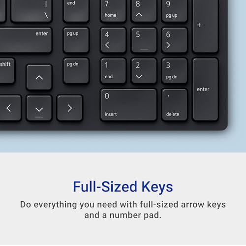 Dell KB555 Silent Keyboard and Mouse - 18 Programmable Shortcut Keys, Copilot Key, Secure Dual-Mode connectivity, Adjustable DPI, Ambidextrous, Low Battery LED Indicator, 3-Year Warranty - Black