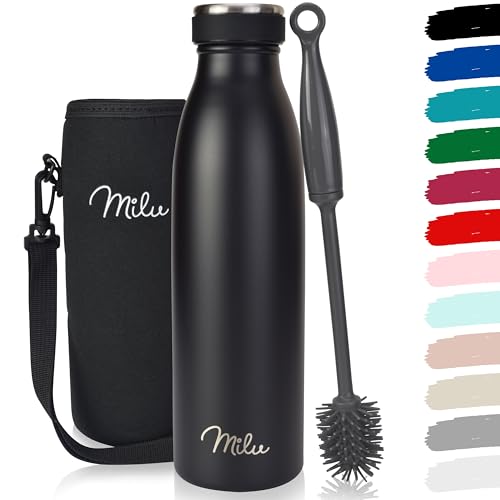 Milu rostfritt stål drickflaska 500 ml, 750 ml, 1000 ml - termoflaska, isolerad vattenflaska, läcksäker vakuumflaska med dubbla väggar, lämplig...