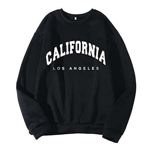 Mens Los Angeles Sweatshirts Oversized Batwing Lightweight Crewneck Clothes Thin Solid Los Angeles California Hoodies