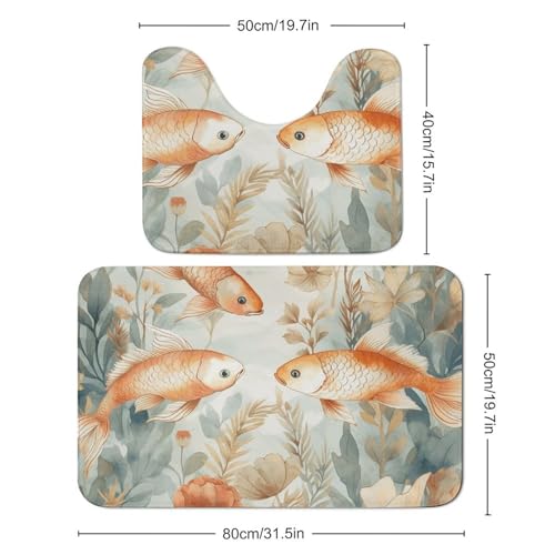 Tapis de bain doux et absorbants en microfibre lot de 2 antidérapant en forme de U pour douche