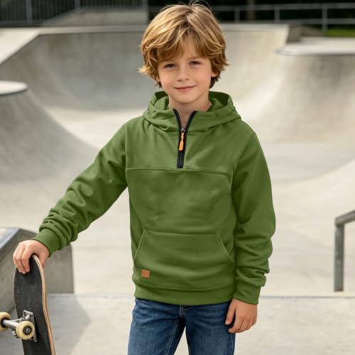 Hoodies for Boys Fleece Fashion Pullover Quarter Zip Hooded Sweatshirt - image 9