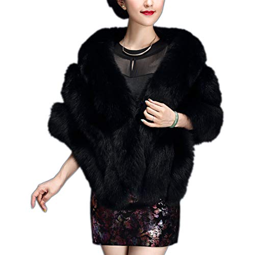 Women's Faux Fur Shawl Wrap Cape Stole Cloak Coat Shrug Scarf for Party