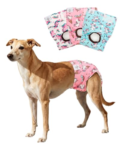 CuteBone Dog Diapers Female Washable Small Medium Large 3 Pack Reusable Doggie Diapers Puppy Period Pants for Doggy Heat Cycle Peeing