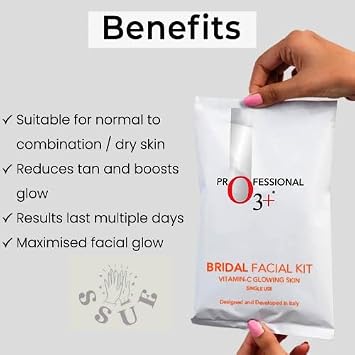 O3+ Bridal Facial Kit Vitamin C (136gm) Glowing Skincare - Valentine's Day Edition For All Skin Type Gift