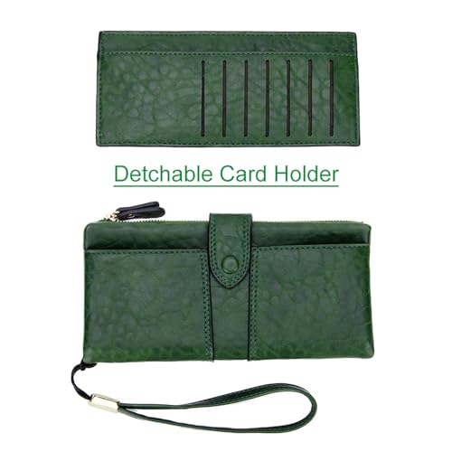 Wristlet Wallets for Women Large Capacity Long Wallet Clutch Purse with Detchable Card Holder(Wine Red)3