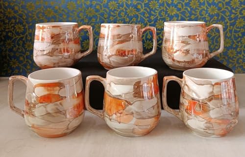Image of Ceramic Cup Set of 6 for Tea, 150 ML Each, Microwave and Dishwasher Safe Coffee Cups Home & Office Use Multi1