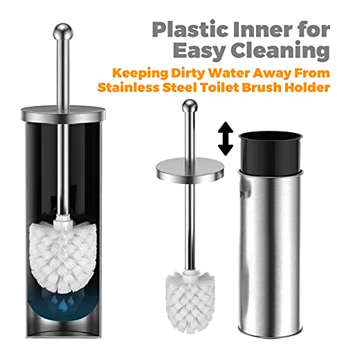 image for JIGA Toilet Brush and Holder, Stainless Steel Toilet Bowl Brush, Bathr