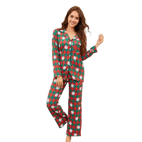 Image of LYCY Womens Pajama Sets Floral Print, Long Sleeve Button Down Pajamas Set for Women Soft Sleepwear Pjs 2 piece Loungewear