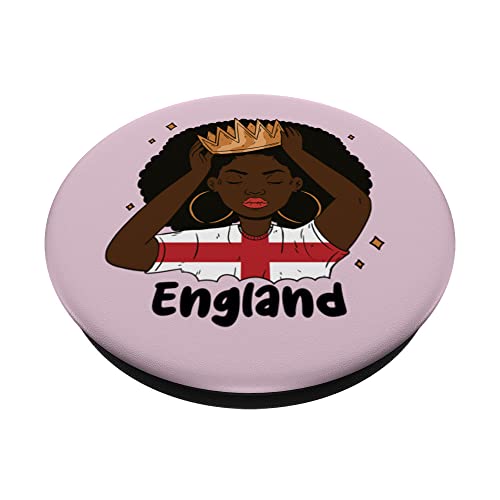 Melanin England Afro Hair English Roots England Afro PopSockets Swappable PopGrip, Black - Image 2