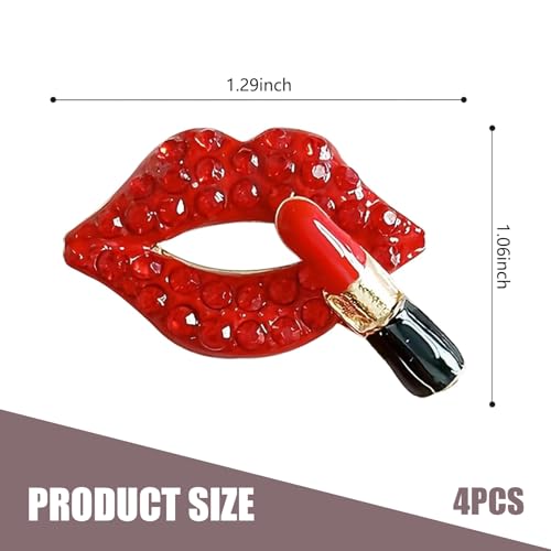 Image of Shakas 4 PCS Bling Air Conditioning Vent Clip, Sexy Lips Lipstick Rhinestone Vent Decoration, Non-destructive Plug-in Installation Interior Cute Accessories, for Most Cars Trucks Home (Red)