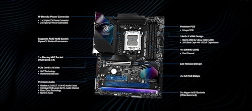 Image of ASRock AMD B850 Phantom Gaming Riptide WiFi 7 Socket AM5 Ryzen 9000 /8000 /7000 Series DDR5 8000+ (OC) MHz 256GB ATX Motherboard M.2 SATA3 6.0 Gb /s PCIe 5.0