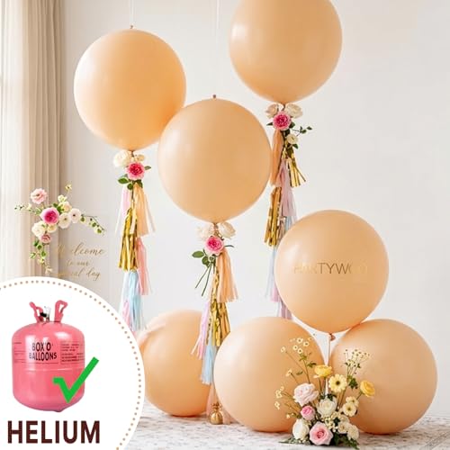 Image of PartyWoo Nude Balloons 4pcs 36 Inch Apricot Boho Fall Neutral Latex Helium Balloons for Graduation Wedding Anniversary Birthday Boy Baby Shower Woodland Boho Theme Party Decorations Brown-F05
