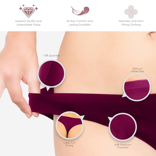Alyce Ives Intimates Seamless Womens Thongs, No Show Laser Cut Thong- 12 Pack4