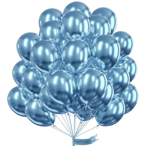 Image of PartyWoo Metallic Blue Balloons, 50 pcs 12 Inch, Balloon Garland or Arch Decorations, Unisex, Birthday, Wedding