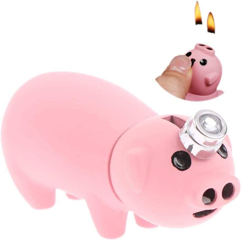 Wusteg Pig Lighter Pink Pig Cute Lighters Double Flames