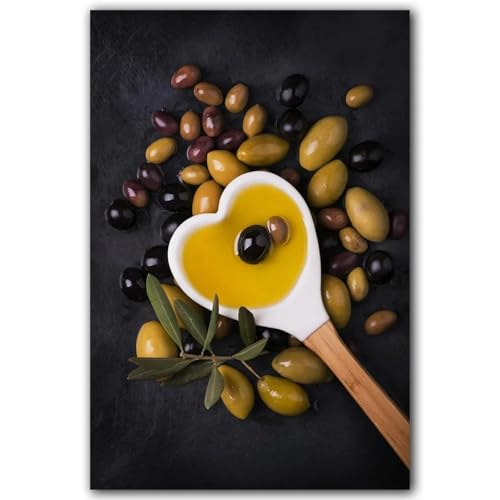 Décoration murale cuisine affiche olive huile d'olive toile géante 70x100