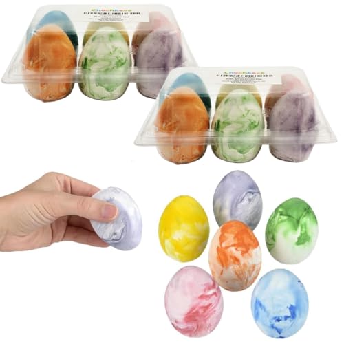 Chochkees 12-Pack Easter Marbelized Egg Chalk Sidewalk Chalk for Kids Easter Basket Stuffers Gifts Fillers Perfect For Easter Egg Hunt Party Favors 2.5 Inch