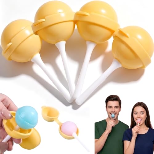 4 Pack Round Silicone Lollipop Ice Cream Mould, Yellow