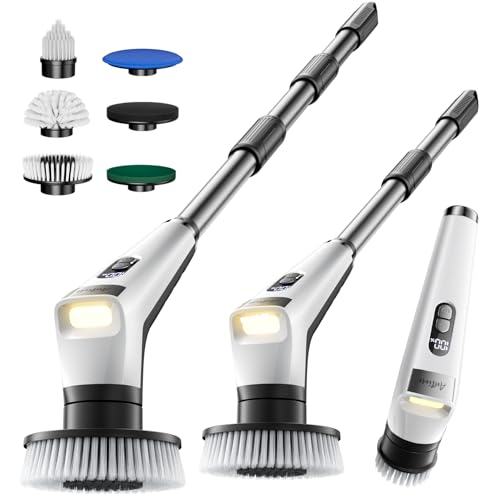 Antime Electric Spin Scrubber with LED Light, IPX8 Waterproof Cleaning
