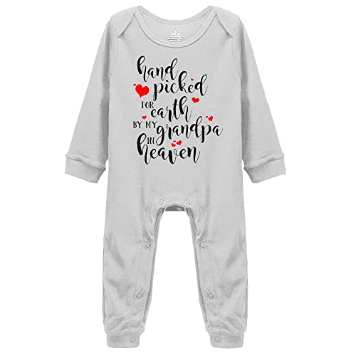 Image of Hand Picked for Earth by My Grandpa in Heaven Newborn Organic Bodysuit Short Sleeve Romper