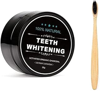 Teeth Whitening Charcoal Powder, Natural Activated Charcoal Teeth Whitener Powder with Bamboo Brush Oral Care Set