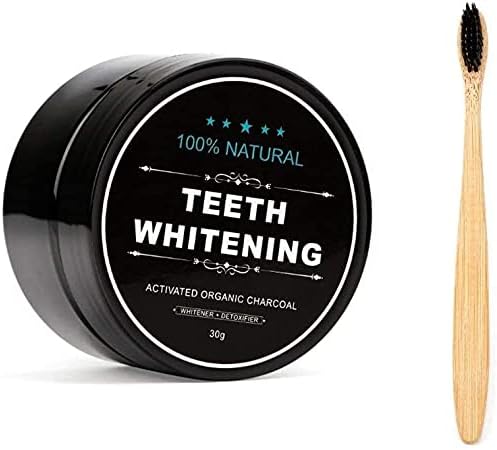 Teeth Whitening Charcoal Powder, Natural Activated Charcoal Teeth Whitener Powder with Bamboo Brush Oral Care Set